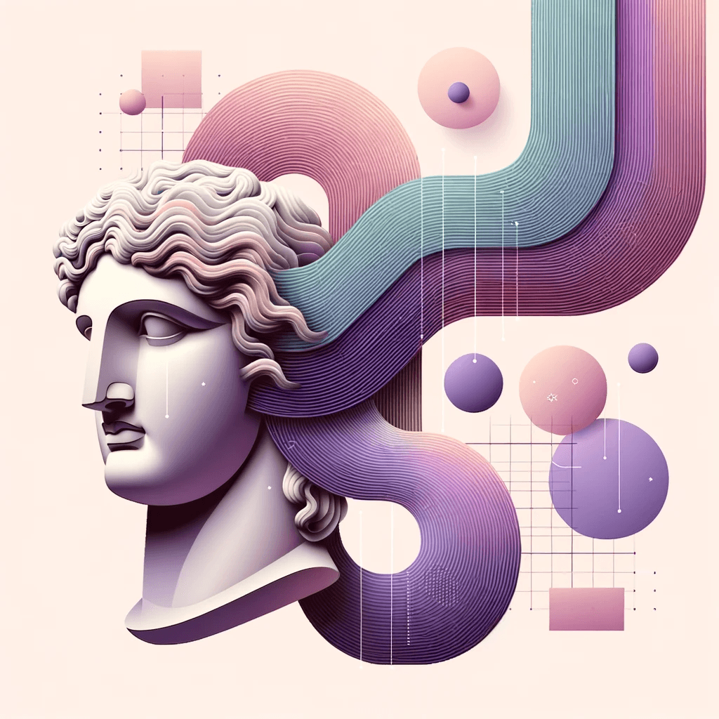 Head of a Roman Statue with Lines and diagrams, representing data